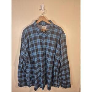 Vtg LL Bean Old Friends Flannel Shirt Mens XXXL Buffalo Plaid Blue and Black